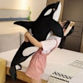Pikkukuva 6 / 6: Simulaatio Suuret Orca Pehmolelut Täytetyt Orcinus Orca Kalanukke Hai Sarjakuva Pehmeä Nukkuma Tyyny Lapset Tytöt Baby Lahja 1 - Perfet 1 130cm