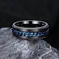 Miniatyrbild 2 av 5: Intertwine Svarta Blå Rostfria Stål 8mm Ringar för Män Spinner Fidget Ring Ångestring för Män Curb Kedjeinlägg-13.5-Perfet 9