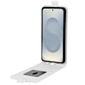 Miniatyrbillede 4 af 4: Kompatibel med R64 Tekstur Vertikal Flip Læder Telefon Cover - Perfekt White For Samsung Galaxy S25 Edge 5G
