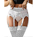 Miniatyrbild 1 av 5: Dam Garterbälte Plus Size Spets Garter och 6 Metallklämmor Justerbara Underkläder Garter Hängslen U-Perfet WhiteA 4XL