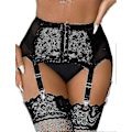 Miniatyrbild 2 av 5: Dam Garterbälte Plus Size Spets Garter och 6 Metallklämmor Justerbara Underkläder Garter Hängslen U-Perfet White M