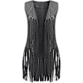 Miniatyrbillede 3 af 3: 70'er Toppe Kompatibel Kvinder Cowgirl Skjorte Disco Fringe Vest Jakke-Perfet Dark Gray XXL