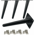 Miniatyrbillede 1 af 6: Skrå bordben, metalskabsben, tilspidsede møbelben, rustfrit stål (20 cm høj, sortlakeret)