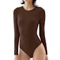 Miniatyrbilde 1 av 3: Kvinners Langærmet Body Leotard Bodycon Rundhals Body Jumpsuits Topp-Yvan-Perfet Brown S