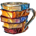 Miniatyrbillede 1 af 5: Malet Bog Krus, 2025 Nyt 3D Malet Glas Bog Krus til Varme Eller Kolde Bryg, Nyhed Bøger Stablet Formet Kaffekrus Gaver til Bogelskere Læsere-Perfekt 2PCS