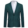 Miniatyrbillede 1 af 5: Mænds Business Casual Klassisk Hakket Lapel Dobbelt Slids Ensfarvet Enknaps Blazer - Perfekt Dark Green L