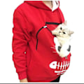 Miniatyrbild 1 av 4: Tröja för kattälskare - Hoodie med känguruficka för hundar och husdjur, tassmotiv, mysig ficka, djuröron, huva - Perfekt Gray L