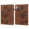 Miniatyrbillede 1 af 5: Læder Tablet Case med Sommerfuglemønster Kompatibel med Lenovo Tab M9-Perfet Brown