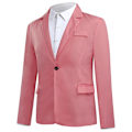 Miniatyrbillede 2 af 5: Mænds Business Casual Klassisk Hakket Lapel Dobbelt Slids Ensfarvet Enknaps Blazer - Perfekt Light Pink XL