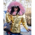 Miniatyrbillede 5 af 5: Dame Vinter Kunstig Pels Hætte Puffer Dunjakke Lady Tyk Quiltet Polstret Jakke Lynlås Parka-Perfet yellow M