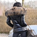Miniatyrbillede 3 af 5: Dame Vinter Kunstig Pels Hætte Puffer Dunjakke Lady Tyk Quiltet Polstret Jakke Lynlås Parka-Perfet brown L