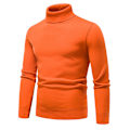 Miniatyrbillede 2 af 3: Yynuda Mænds Turtleneck Letvægts Slim Fit Trøje Casual Strikket Trøje - Perfet Orange XL