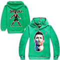 Miniatyrbillede 1 af 3: Cristiano Ronaldo Hættetrøje VM Nr. 7 Julegaver Fodboldstjerne Hættetrøje Piger Drenge Hættetrøje Pullover Toppe Børn Teenagere-Perfekt Green 11-12years