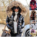 Miniatyrbillede 1 af 5: Dame Vinter Kunstig Pels Hætte Puffer Dunjakke Lady Tyk Quiltet Polstret Jakke Lynlås Parka-Perfet brown XL