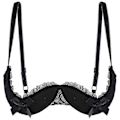 Miniatyrbild 1 av 5: Dam 1/4-kupa bygel-bh halterneck O-ring transparent spets push-up bh underkläder öppen byst bh underkläder-Perfet Black B XXL