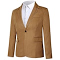 Miniatyrbillede 2 af 5: Mænds Business Casual Klassisk Hakket Lapel Dobbelt Slids Ensfarvet Enknaps Blazer - Perfekt Light Brown S