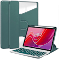 Miniatyrbild 1 av 5: Kompatibel med Lenovo Tab M11 (Xiaoxin Pad 11 2024) Fodral PU+Akryl Tablet Ställ Skydd med Bluetooth Tangentbord-Perfet Dark green Style F Lenovo Tab M11 (Xiaoxi