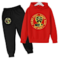 Miniatyrbillede 4 af 5: Forår Efterår Drenge Casual Cobra Kai Print Langærmet Pullover Hættetrøje+Bukser Tøj 2 STK Træningsdragt 4-14 År Pige Drenge Tøj-Perfet 7-8T 4