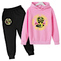 Miniatyrbilde 1 av 5: Vår Høst Gutter Casual Cobra Kai Trykk Langermet Genser Hettegenser+Bukser Klær 2 STK Treningsdress 4-14 År Jente Gutter Klær-Perfet 4T 18