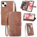 Lämplig för iPhone-fodral - Läderfodral i flip-stil med präglade kortplatser, brun för iPhone 11 Brown iPhone 11