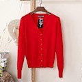Miniatyrbillede 1 af 5: Afslappet Cardigan Sweater til Kvinder Efterår Vinter Kvinder Ensfarvet V-hals Langærmet Plus Størrelse Strikket Sweater Frakke Hæklet-Perfet Color A002 Red XL