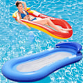 Miniatyrbillede 1 af 5: Voksen Pool Oppustelig Solstol Pool Float med Hovedpude, Swimming Pool Sommer Strand Legetøj til Party-Perfet Red