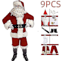 Miniatyrbild 1 av 5: Jultomte Kostym för Män Vuxen Jultomte Kostym Santa Suit-Perfet 9pcs XL