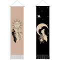 Pikkukuva 1 / 6: 2 Pack Decor Ylellinen psykedeelinen aurinko ja kuu tapetti Makuuhuoneen seinälle ripustettu esteettinen pystysuora kuvakudos Kuu sisustus - Perfet