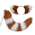 Miniatyrbillede 1 af 5: Rævehale og -ører, Katte-, Ulve-, Vaskebjørneører og -hale Sæt, Dyrepelshale, Ørehovedbånd - Perfekt Camel white