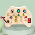 Miniatyrbild 7 av 10: Electronic BusyBoard Toddler LED-ljus BusyBoard Trä Fysisk utbildning Leksak Space Switch Platta Montessori Busy Cube - Perfet