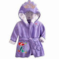 Miniatyrbild 1 av 2: Toddler Baby Girl Cartoon Mermaid Huvtröja Badrocka Varma Mjuk Plysch Pyjamas Sovkläder Hemkläder - Perfekt 3-4Years