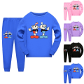Pikkukuva 4 / 4: 2kpl Kid Pyjamas Cuphead Line pitkähihainen set yöasu - Perfet Dark Blue 150cm