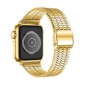 Miniatyrbillede 1 af 5: Rem til Apple Watch 49 mm 45 mm 44 mm 42 mm Links Firkantet rustfrit stål guld