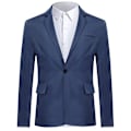 Miniatyrbillede 1 af 5: Mænds Business Casual Klassisk Hakket Lapel Dobbelt Slids Ensfarvet Enknaps Blazer - Perfekt Navy M