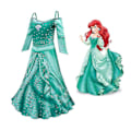 Miniatyrbillede 2 af 5: Piges Langærmet Klassisk Havfrue Ariel Cosplay Kjole til Halloween Karneval Fest - Perfekt Pink 140 cm