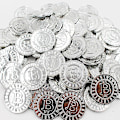 Miniatyrbillede 5 af 5: 50 stk. Plastik Bitcoin Guld Skatte Mønter Kaptajn Pirat Fest Pirat Skatte Kiste Barn Skatte Kiste Mønt Legetøj Spille Penge-Perfet silver 50 pcs