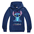 Miniatyrbild 1 av 2: Pin Print Långärmad Hoodie Barn Pojkar Flickor Casual Huvtröja Pullover Toppar - Perfekt Navy Blue 7-8 Years