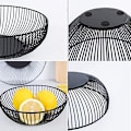 Miniatyrbilde 3 av 6: Fruktkurv Mote Svart Rund Openwork Metall Dekorativ Frukt - Perfet