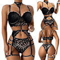 Miniatyrbilde 1 av 5: Sexy Dameundertøy Strømper med Blonder - Perfekt Black M
