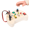 Miniatyrbillede 10 af 10: Elektronisk BusyBoard Toddler LED-lys BusyBoard Træ Fysisk uddannelse Legetøj Plade omskifter Montessori Busy Cube - Perfet