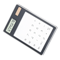 Miniatyrbillede 4 af 5: Solcelledrevet lommeregner med berøringsskærm, 8-cifret LCD-display, bærbar transparent lommeregner til kontor, skole, hjem, sort - Perfekt