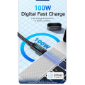 Pikkukuva 6 / 10: USB C - USB C -kaapeli 5A PD-100 W LED-näyttökaapeli Supernopea lataus Type-C -puhelimen nylon 480 Mbps