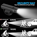 Miniatyrbilde 4 av 5: Sykkellyssett (front- og baklyssatt), LED-sykkellys, 2 lysmoduser, USB-oppladbar, vanntett, 400 lumen - Perfekt