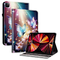 Miniatyrbillede 1 af 5: Læder Etui Kompatibelt med iPad Air 11 (2025) (2024) Air (2022) (2020) Pro 11 (2022) Mønsterprintet Tablet Co-Perfet Butterfly Floral