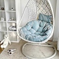 Miniatyrbilde 1 av 5: Balkong Kontor Hage Gyngestol Rattan Stoler Putene Sving Hengekurv Stol Pute Eggstol Hengekøye Pute-Perfekt Lake Blue