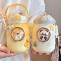 Miniatyrbillede 5 af 5: Kawaii vandflaske til piger, børn 700 ml termoflaske med stor kapacitet med sugerør. White 700ml