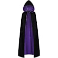 Pikkukuva 2 / 5: Kaksisivuinen viitta aikuisille ja lapsille, pääsiäisen, Halloweenin, jouluviitan naamiaisasu vampyyri noita velho cosplay viitta - Täydellinen Black Purple 150cm
