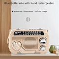 Miniatyrbild 2 av 5: FM AM SW Radio Solarladdning Nödradio Mottagare Handvev Bluetooth 5.2 Stöd TF USB Rand-Perfet Gold