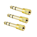 Miniatyrbillede 1 af 5: Forgyldt 6,5 mm Han til 3,5 mm Hun Audio- Adapter Hovedtelefon Mikrofon Jack 3 stk - Perfekt