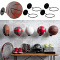 Miniatyrbild 1 av 5: 3st Väggmonterade bollställ Järn Basket Förvaring Display Hållare Fotboll Rugby Hängställning Platssparande - Perfet Black 3pc